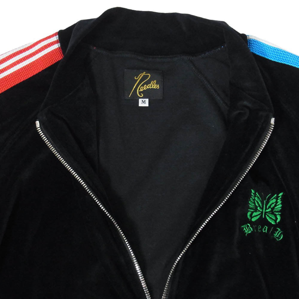 Needles ニードルス BLESS ブレス 25SS QV1584 × BREATH Rib Collar Track Jacket C PE Velour リブ カラートラック ジャケット ベロア ブラック系 M【中古】