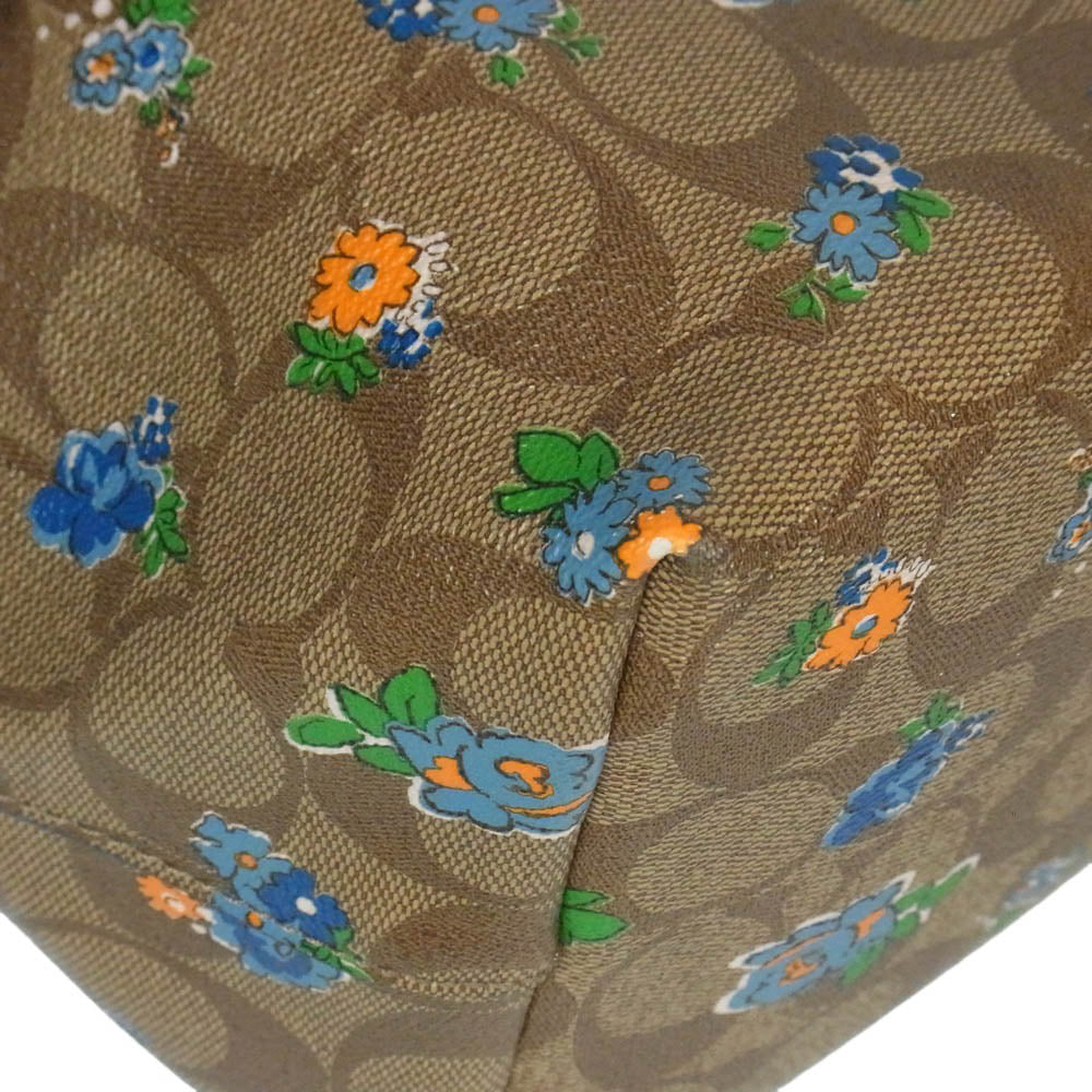 COACH コーチ F57888 シグネチャー フローラルプリント シティー ジップ トートバッグ ライトブラウン系【中古】