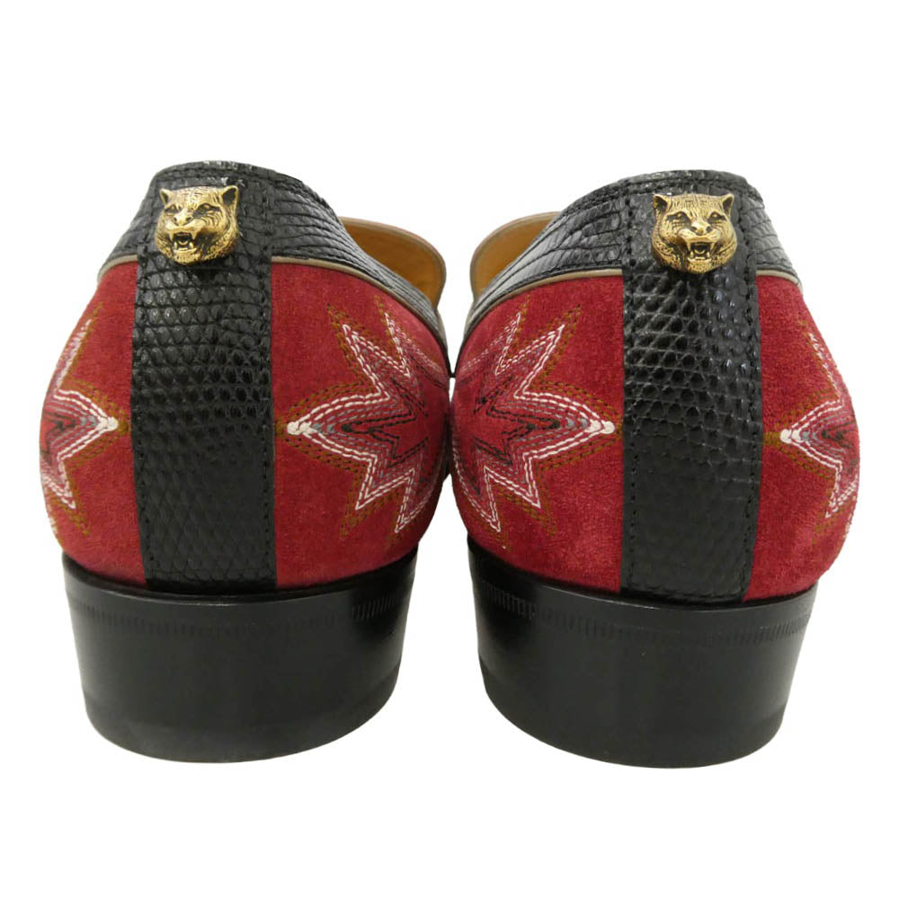 GUCCI グッチ 494658 LOVED スエード レザー シューズ レッド系 ブラック系 7【極上美品】【中古】