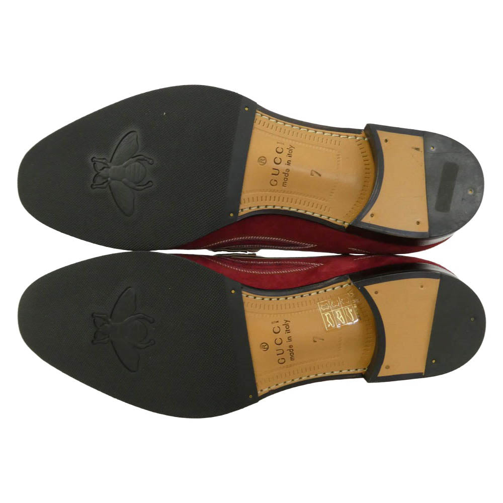 GUCCI グッチ 494658 LOVED スエード レザー シューズ レッド系 ブラック系 7【極上美品】【中古】