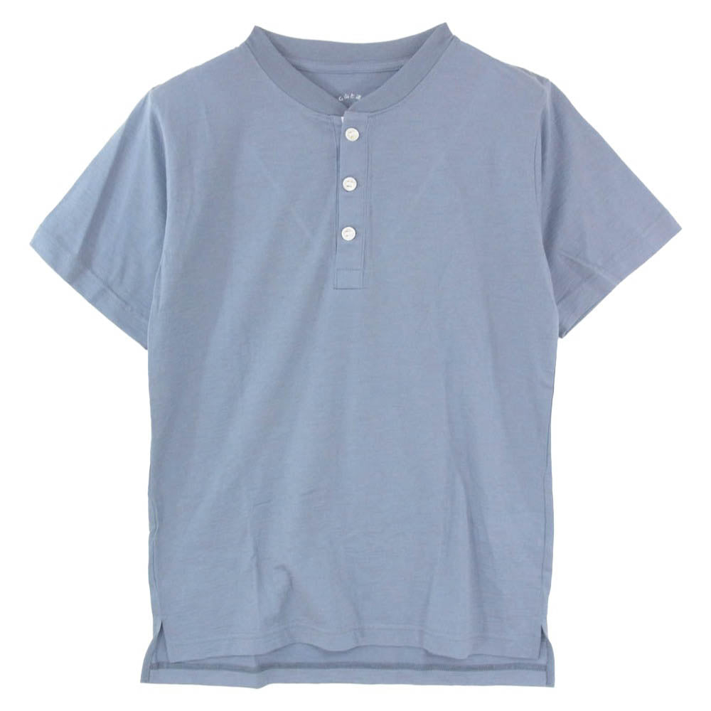 ヤマトミチ Merino Light Henley メリノウール ライト ヘンリーネック Tシャツ 半袖カットソー ブルーグレー系 XS【中古】