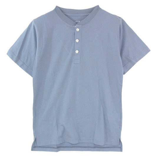 ヤマトミチ Merino Light Henley メリノウール ライト ヘンリーネック Tシャツ 半袖カットソー ブルーグレー系 XS【中古】