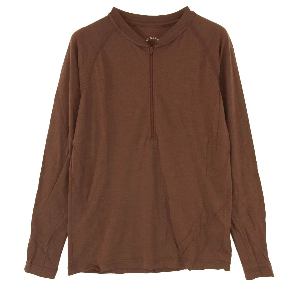 ヤマトミチ Merino Light Long Sleeve Zip ライトメリノ ロングスリーブ プルオーバー ハーフジップ シャツ ブラウン系 S【中古】