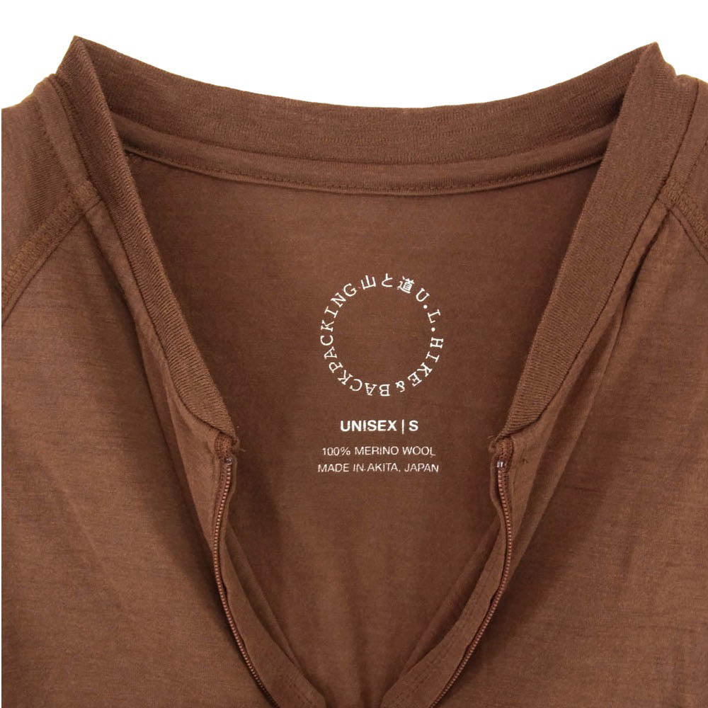 ヤマトミチ Merino Light Long Sleeve Zip ライトメリノ ロングスリーブ プルオーバー ハーフジップ シャツ ブラウン系 S【中古】