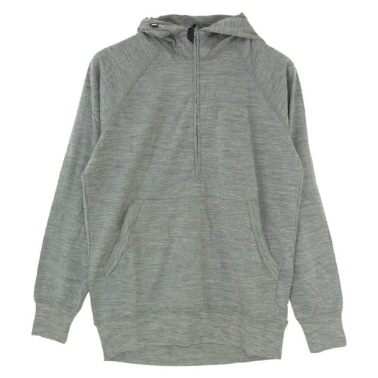 ヤマトミチ Merino Hoody メリノウール プルオーバー ハーフジップ パーカー グレー系 XS【中古】