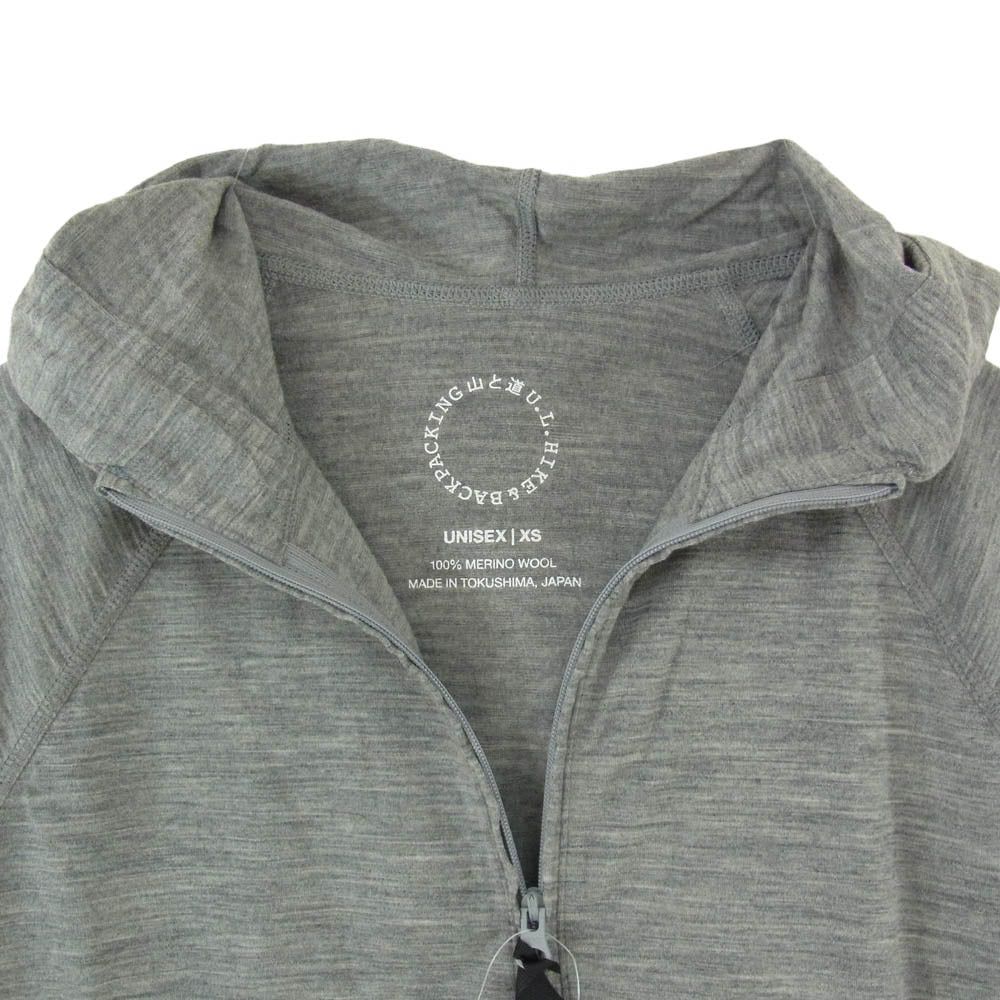 ヤマトミチ Merino Hoody メリノウール プルオーバー ハーフジップ パーカー グレー系 XS【中古】