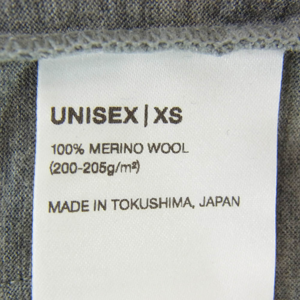 ヤマトミチ Merino Hoody メリノウール プルオーバー ハーフジップ パーカー グレー系 XS【中古】