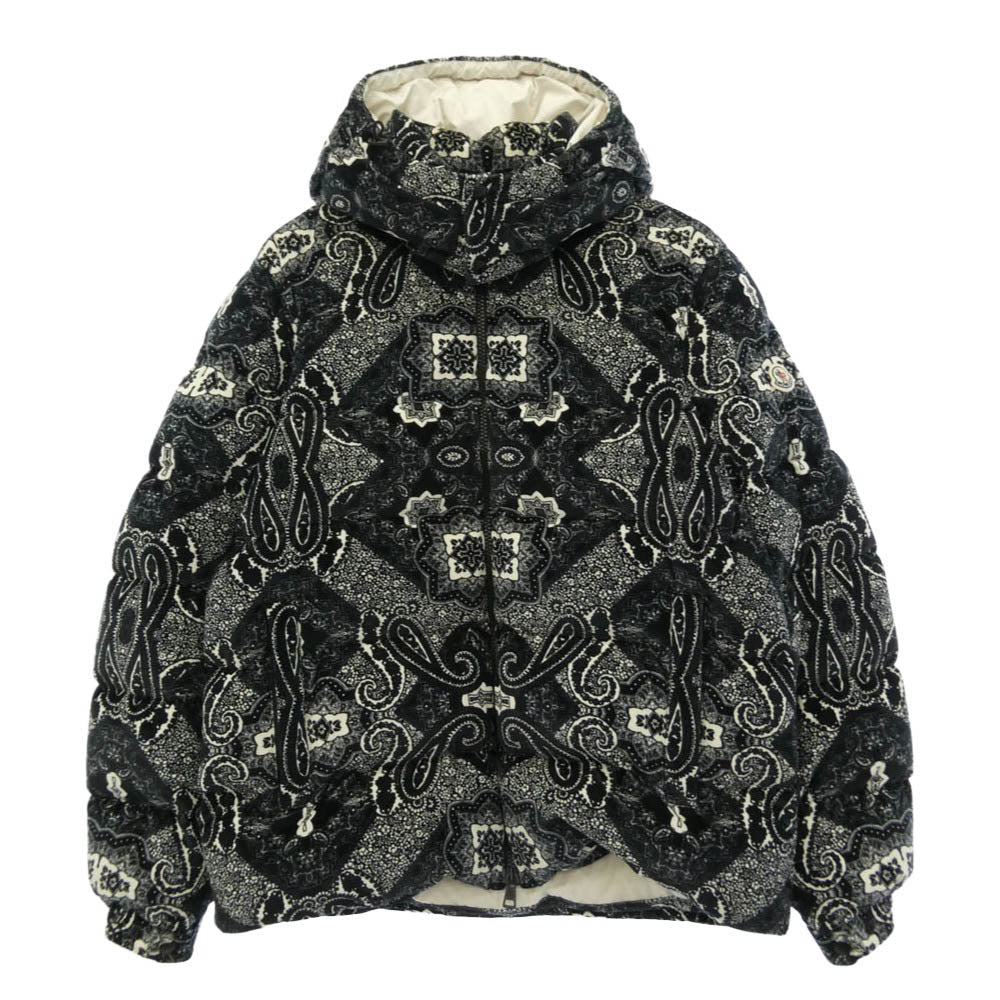 MONCLER モンクレール 23AW I20911A00022 596X4 GARTEMPE GIUBBOTTO ガルテンプ ペイズリー 総柄 ベルベット ダウン ジャケット ブラック系 6【中古】