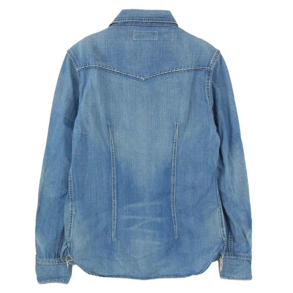 TMT ティーエムティー 加工 デニム ウエスタン ロングスリーブ スナップボタン 長袖 シャツ インディゴブルー系 S【中古】