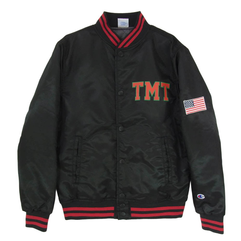 TMT ティーエムティー Champion チャンピオン C8-E601 × CHAMPION チャンピオン BIGHOLIDAY ナイロン スタジャン スタジアム ジャケット ブラック系 M【中古】