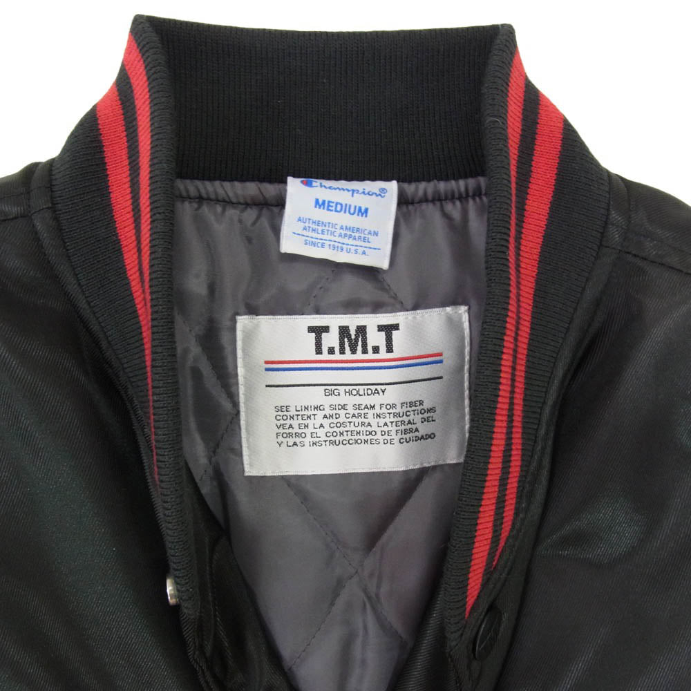TMT ティーエムティー Champion チャンピオン C8-E601 × CHAMPION チャンピオン BIGHOLIDAY ナイロン スタジャン スタジアム ジャケット ブラック系 M【中古】
