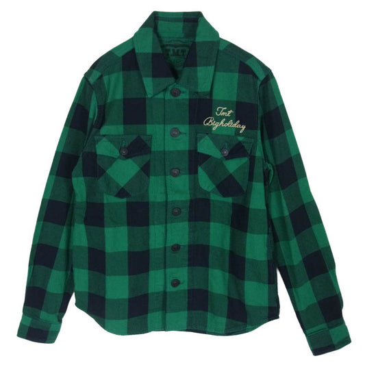 TMT ティーエムティー 19AW TSH-F1904 PIECE DYED BUFFALO CHECK SHIRTS 加工 バッファローチェック 長袖シャツ グリーン系 S【中古】