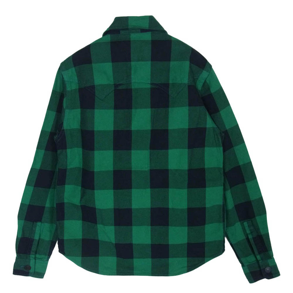 TMT ティーエムティー 19AW TSH-F1904 PIECE DYED BUFFALO CHECK SHIRTS 加工 バッファローチェック 長袖シャツ グリーン系 S【中古】