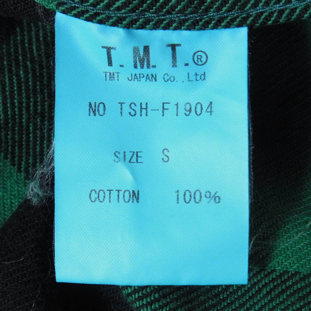 TMT ティーエムティー 19AW TSH-F1904 PIECE DYED BUFFALO CHECK SHIRTS 加工 バッファローチェック 長袖シャツ グリーン系 S【中古】