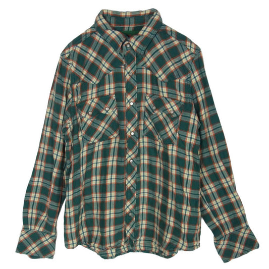 TMT ティーエムティー TSH-F16SP04 ORIGINAL DOUBLE GAUZE CHECK WESTERN SHIRTS ダブルガーゼ チェック ウエスタン 長袖 シャツ グリーン系 M【中古】