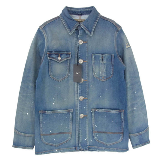 TMT ティーエムティー 18AW TJK-F1808 BRUSHED BACK DENIM VINTAGE FINISH COVERALL ヴィンテージ加工 コンチョボタン デニム カバーオール ジャケット インディゴブルー系 S【極上美品】【中古】