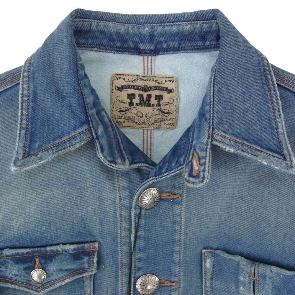 TMT ティーエムティー 18AW TJK-F1808 BRUSHED BACK DENIM VINTAGE FINISH COVERALL ヴィンテージ加工 コンチョボタン デニム カバーオール ジャケット インディゴブルー系 S【極上美品】【中古】