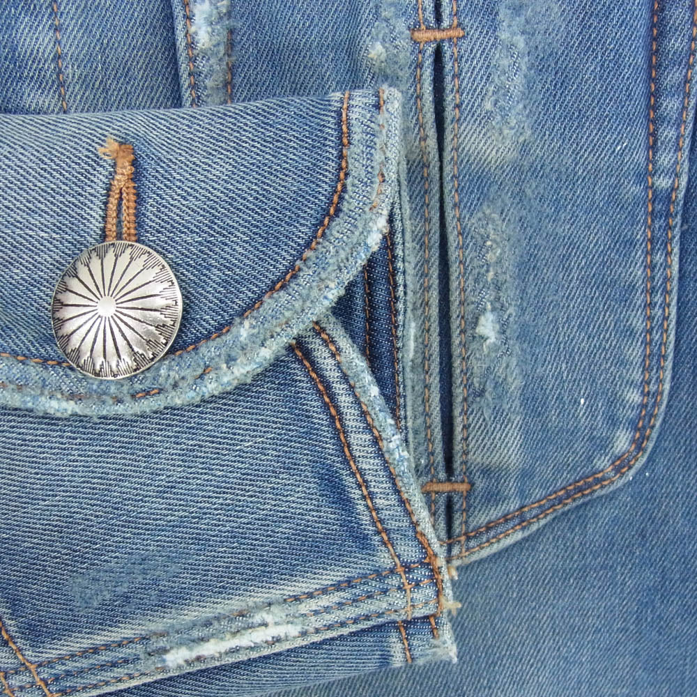 TMT ティーエムティー 18AW TJK-F1808 BRUSHED BACK DENIM VINTAGE FINISH COVERALL ヴィンテージ加工 コンチョボタン デニム カバーオール ジャケット インディゴブルー系 S【極上美品】【中古】