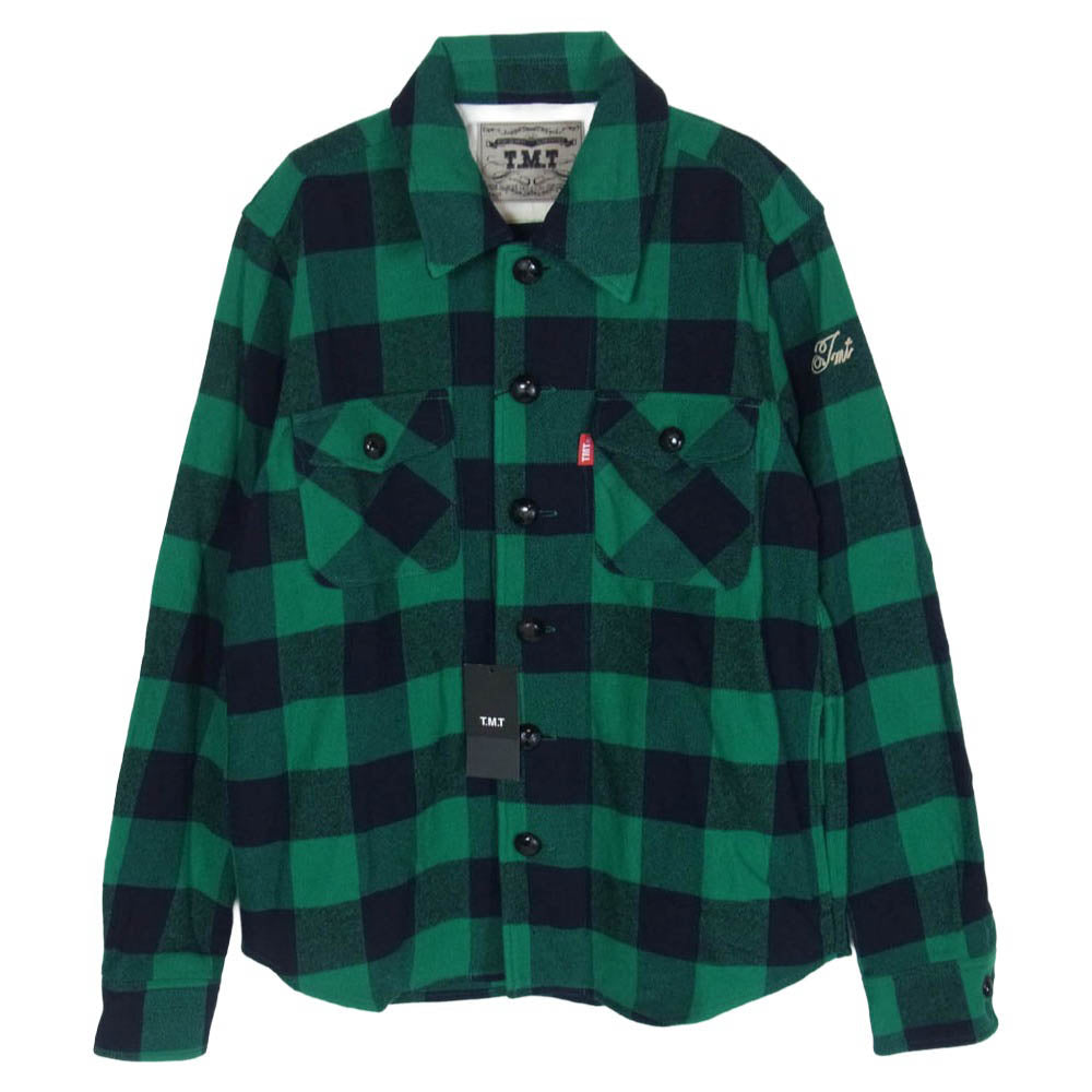 TMT ティーエムティー 18AW TSH-F1803 BUFFALO CHECK SHIRTS バッファローチェック ウール混 長袖 シャツ グリーン系 S【極上美品】【中古】