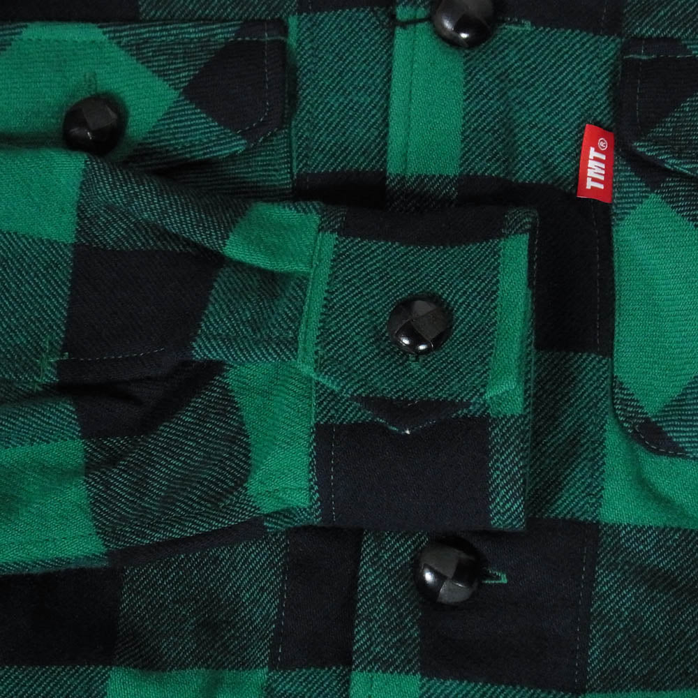 TMT ティーエムティー 18AW TSH-F1803 BUFFALO CHECK SHIRTS バッファローチェック ウール混 長袖 シャツ グリーン系 S【極上美品】【中古】