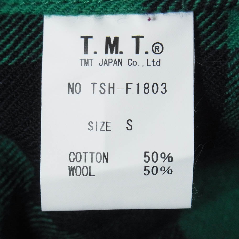 TMT ティーエムティー 18AW TSH-F1803 BUFFALO CHECK SHIRTS バッファローチェック ウール混 長袖 シャツ グリーン系 S【極上美品】【中古】