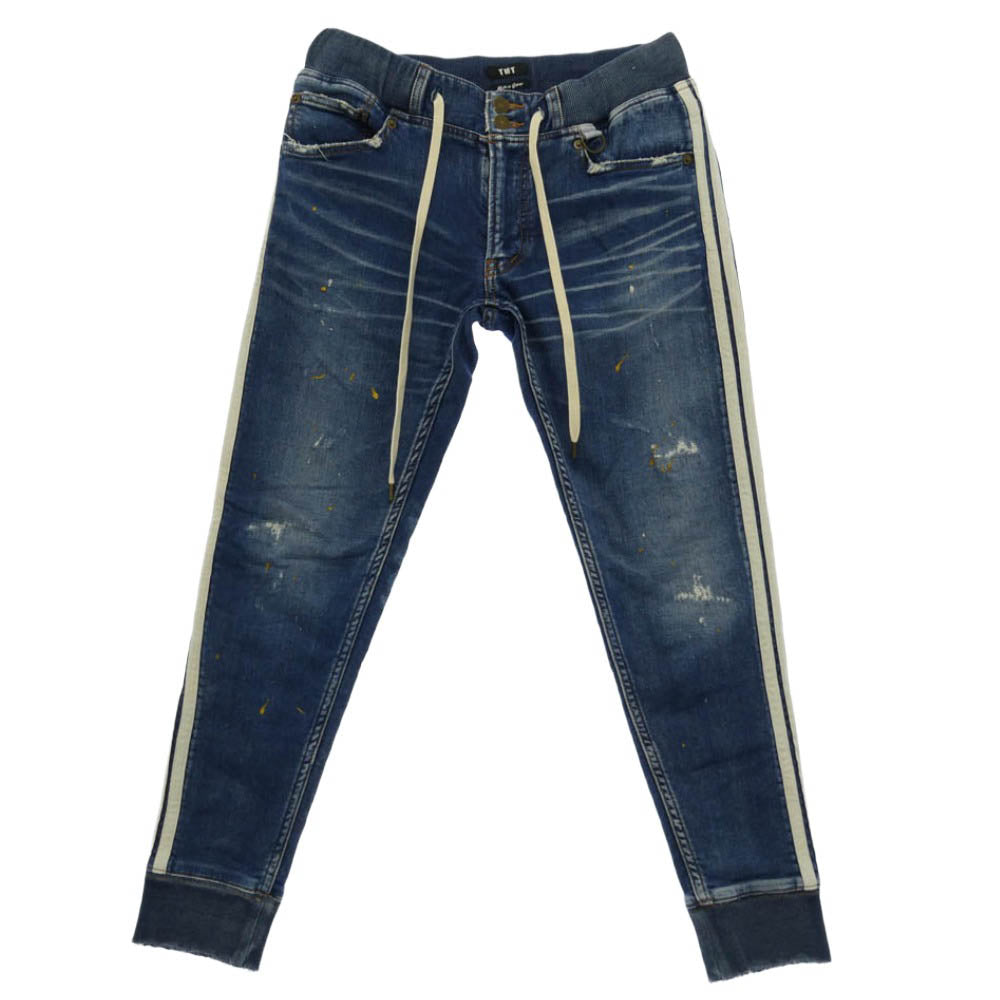 TMT ティーエムティー 19AW TJK-F1903 TPT-F1903 ヴィンテージ加工 スウェットライクデニム トラック スーツ ジャケット パンツ セットアップ インディゴブルー系 上下：S【美品】【中古】