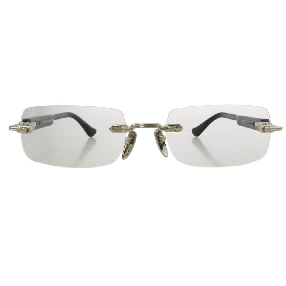 CHROME HEARTS クロムハーツ（原本無） DEEP I フローラルクロステンプル リムレス 眼鏡 メガネ アイウェア ブラック系 54□21-146【中古】