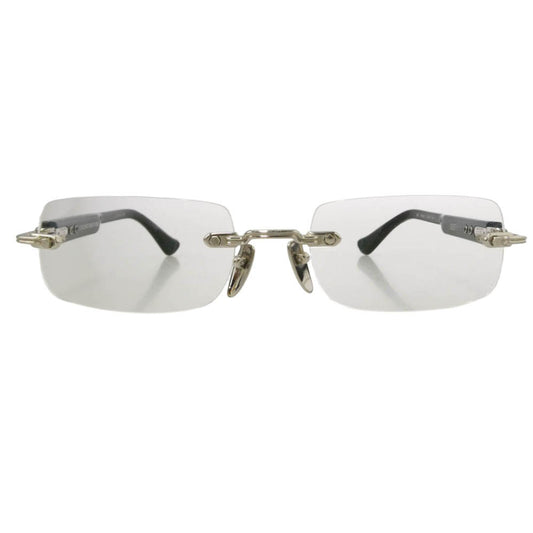 CHROME HEARTS クロムハーツ（原本無） DEEP I フローラルクロステンプル リムレス 眼鏡 メガネ アイウェア ブラック系 54□21-146【中古】