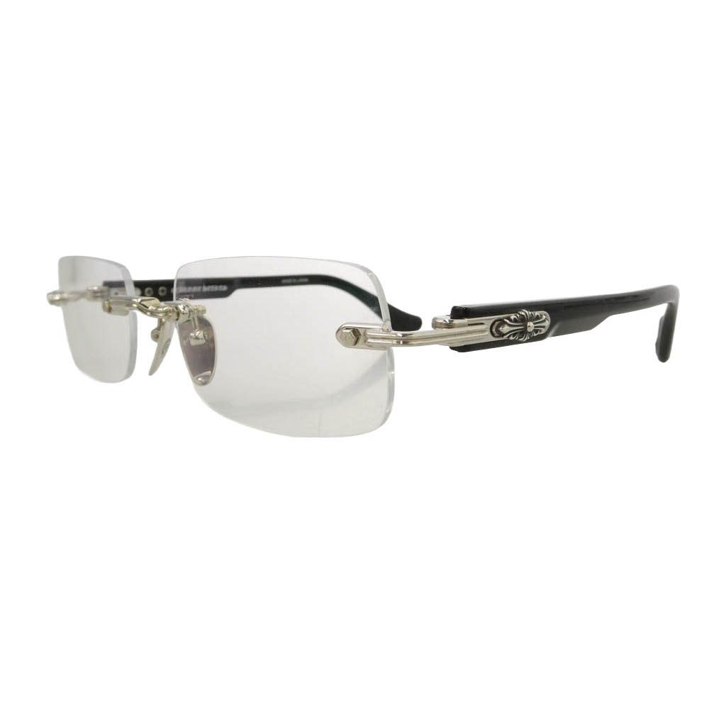 CHROME HEARTS クロムハーツ（原本無） DEEP I フローラルクロステンプル リムレス 眼鏡 メガネ アイウェア ブラック系 54□21-146【中古】
