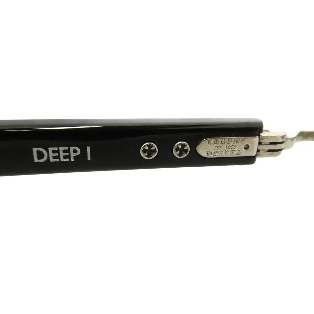 CHROME HEARTS クロムハーツ（原本無） DEEP I フローラルクロステンプル リムレス 眼鏡 メガネ アイウェア ブラック系 54□21-146【中古】