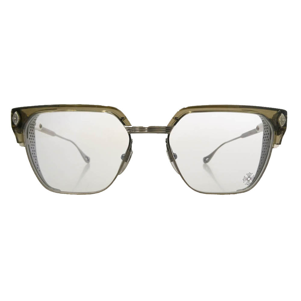 CHROME HEARTS クロムハーツ（原本無） LGMA フローラルクロステンプル ハーフリム 眼鏡 メガネ アイウェア クリア系 シルバー系 54□18-142【中古】