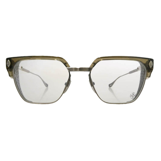 CHROME HEARTS クロムハーツ（原本無） LGMA フローラルクロステンプル ハーフリム 眼鏡 メガネ アイウェア クリア系 シルバー系 54□18-142【中古】