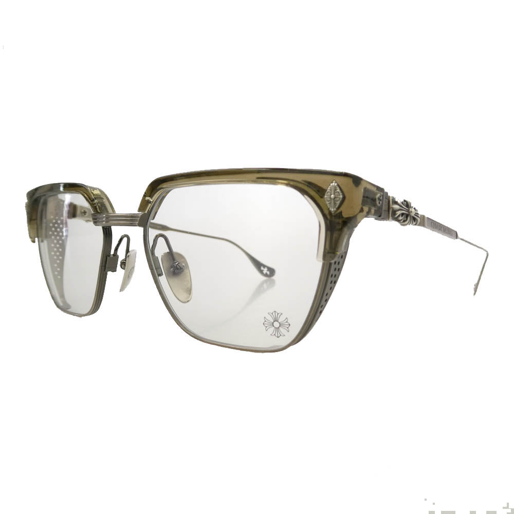 CHROME HEARTS クロムハーツ（原本無） LGMA フローラルクロステンプル ハーフリム 眼鏡 メガネ アイウェア クリア系 シルバー系 54□18-142【中古】