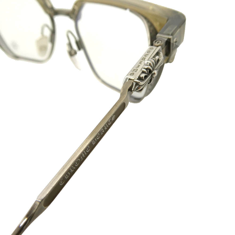 CHROME HEARTS クロムハーツ（原本無） LGMA フローラルクロステンプル ハーフリム 眼鏡 メガネ アイウェア クリア系 シルバー系 54□18-142【中古】