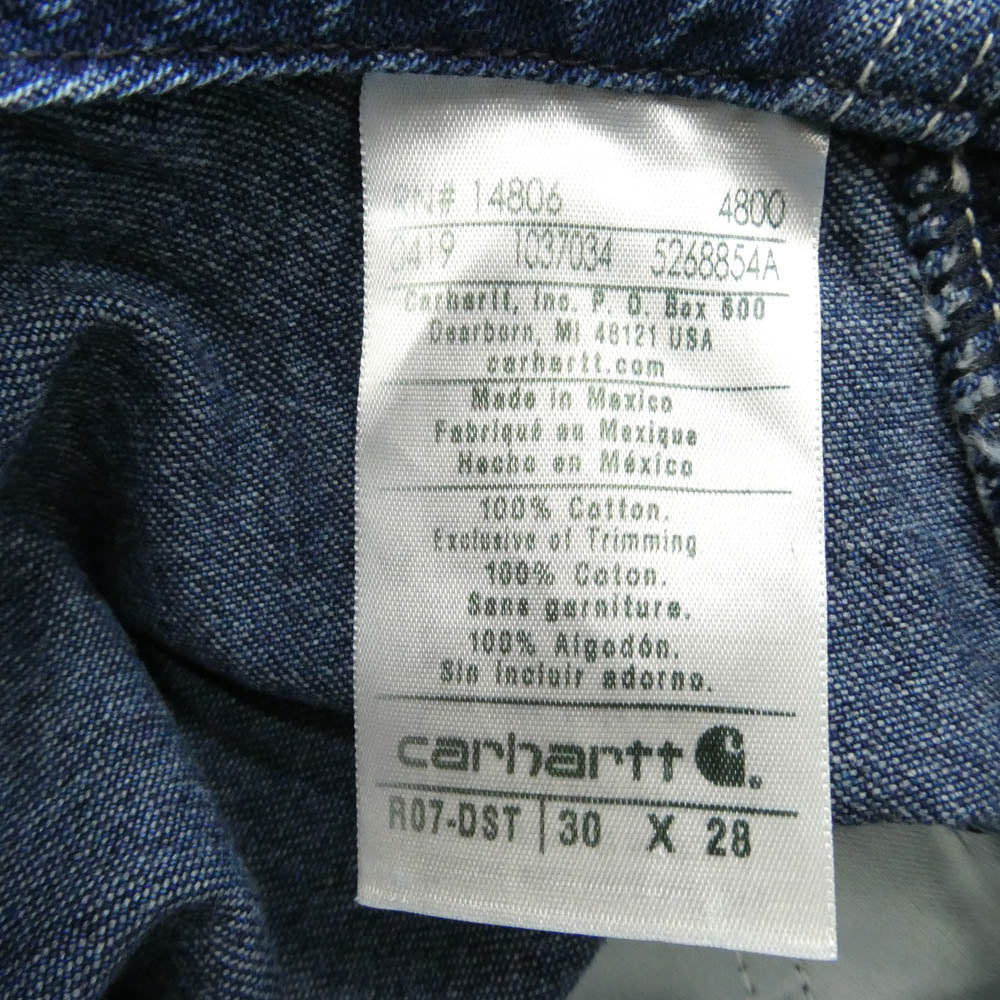Carhartt カーハート デニム オーバーオール サロペット インディゴブルー系 30X28【中古】