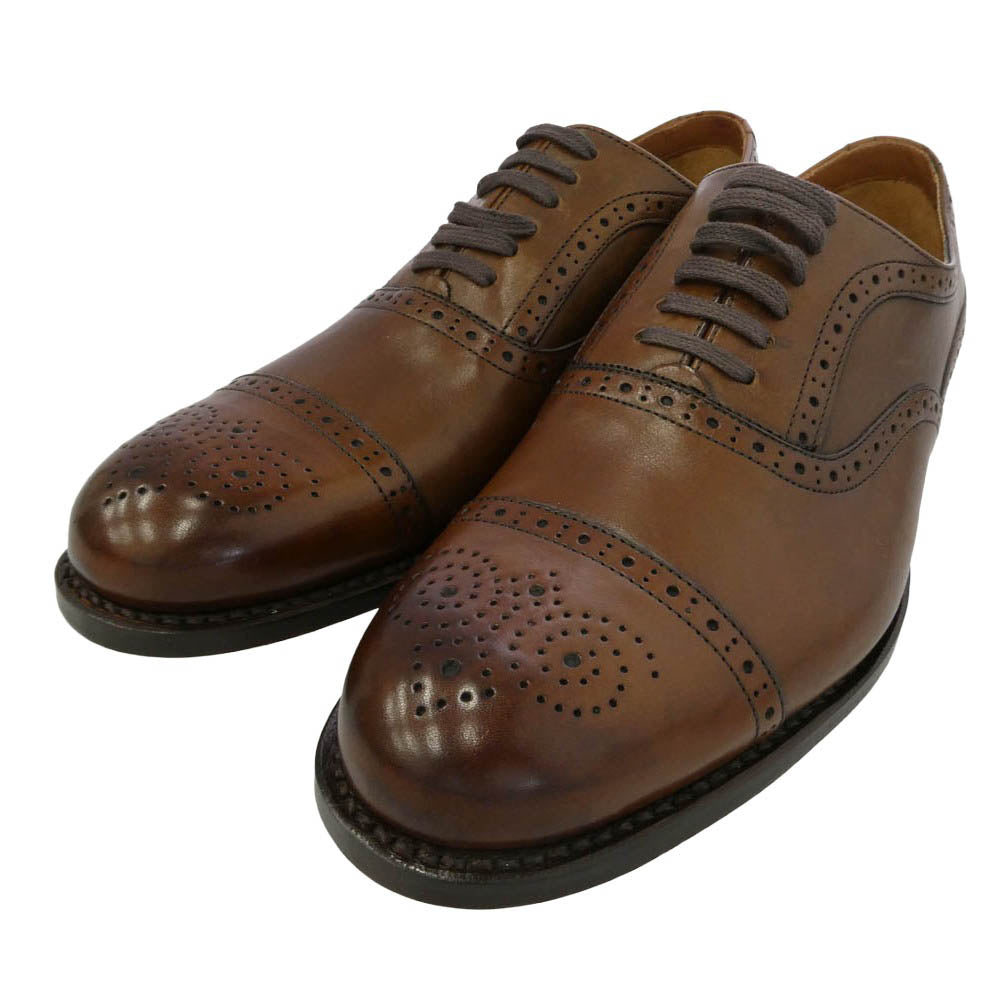 Clarks クラークス BLACKCHECK CAP COGNAC LEATHER ブラックチェック キャップ レザー ドレス シューズ ブラウン系 UK6 1/2【中古】