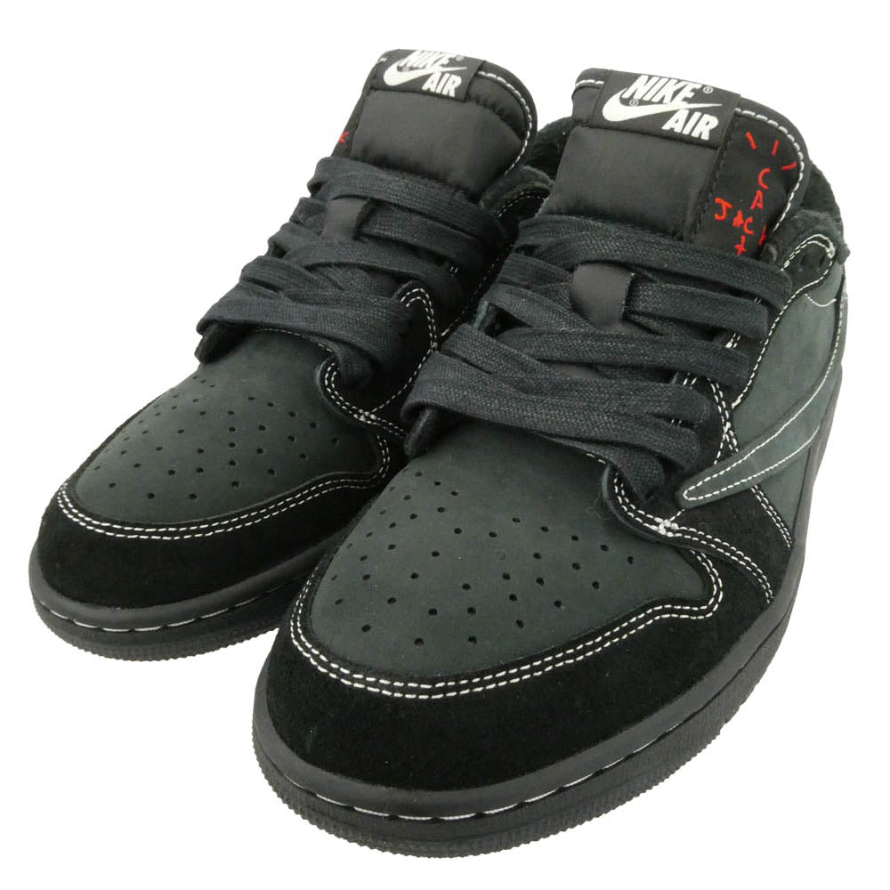 NIKE ナイキ DM7866-001 【フェイクバスターズ鑑定済】 Travis Scott Air Jordan 1 Low OG SP Black Phantom トラヴィススコット エアジョーダン1 ロー OG SP ブラック ファントム ローカット スニーカー ブラック系 27cm【中古】