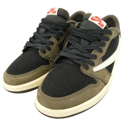 NIKE ナイキ CQ4277-001 【フェイクバスターズ鑑定済】 Travis Scott Air Jordan 1 Low OG SP-T Black Dark Mocha トラヴィススコット エアジョーダン1 ロー OG SP-T ブラック ダークモカ ローカット スニーカー ブラック系 ブラウン系 27.5cm【中古】