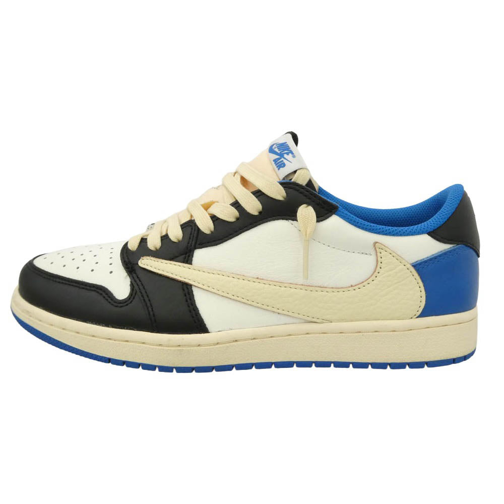 NIKE ナイキ Travis Scott FRAGMENT DESIGN フラグメントデザイン DM7866-140 【フェイクバスターズ鑑定済】 Travis Scott × fragment design × Air Jordan 1 Low OG SP Military Blue トラヴィススコット フラグメントデザイン エアジョーダン1 ロー OG SP ミリタリー ブルー ローカット スニーカー ホワイト系 ブラック系 ブルー系 27cm【中古】