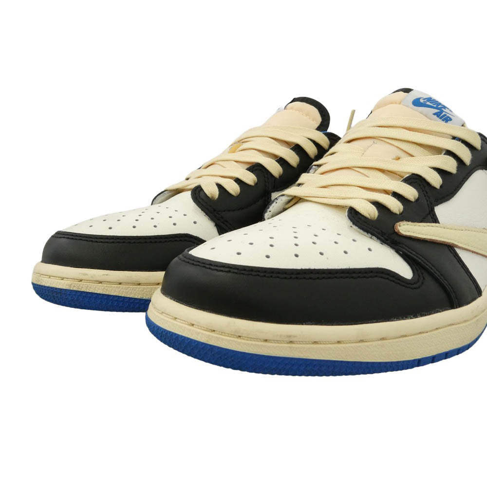 NIKE ナイキ Travis Scott FRAGMENT DESIGN フラグメントデザイン DM7866-140 【フェイクバスターズ鑑定済】 Travis Scott × fragment design × Air Jordan 1 Low OG SP Military Blue トラヴィススコット フラグメントデザイン エアジョーダン1 ロー OG SP ミリタリー ブルー ローカット スニーカー ホワイト系 ブラック系 ブルー系 27cm【中古】