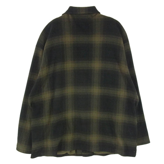 WACKO MARIA ワコマリア 23AW CHECK FLEECE SHIRT JACKET チェック フリース 長袖 シャツ ジャケット グリーン系 XL【中古】