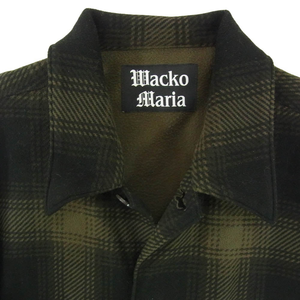 WACKO MARIA ワコマリア 23AW CHECK FLEECE SHIRT JACKET チェック フリース 長袖 シャツ ジャケット グリーン系 XL【中古】