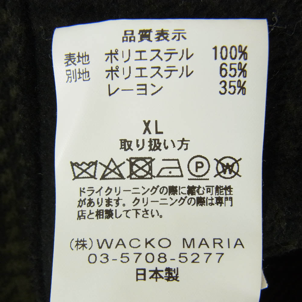 WACKO MARIA ワコマリア 23AW CHECK FLEECE SHIRT JACKET チェック フリース 長袖 シャツ ジャケット グリーン系 XL【中古】