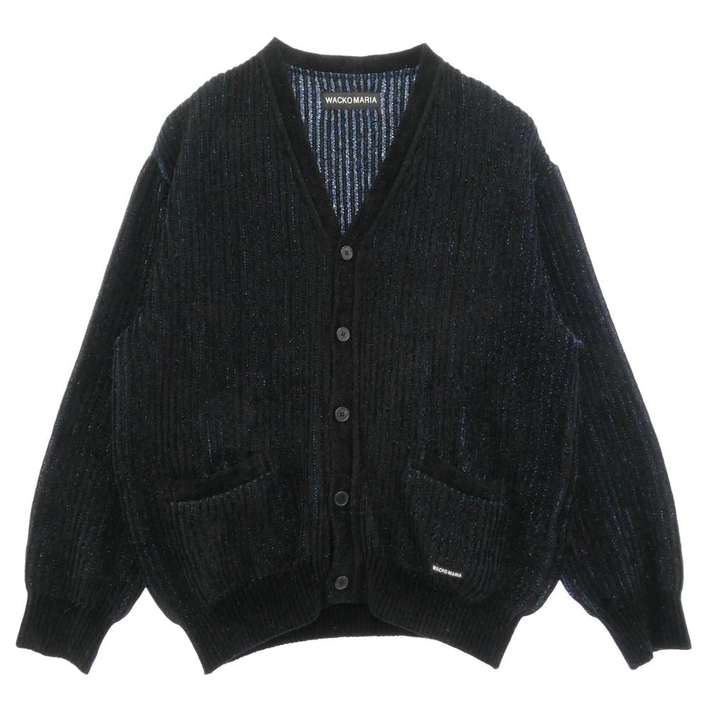WACKO MARIA ワコマリア 25AW 25FW-WMK-KN04 GLITTER KNIT CARDIGAN グリッター ニット カーディガン ブラック系 ブルー系 XL【中古】