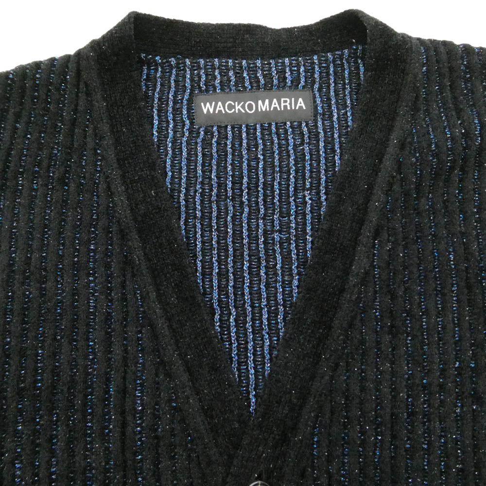 WACKO MARIA ワコマリア 25AW 25FW-WMK-KN04 GLITTER KNIT CARDIGAN グリッター ニット カーディガン ブラック系 ブルー系 XL【中古】