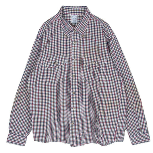 Brooks Brothers ブルックスブラザーズ シルク混 コットン エルボーパッチ ボタンダウン チェック 長袖 シャツ マルチカラー系 L【中古】