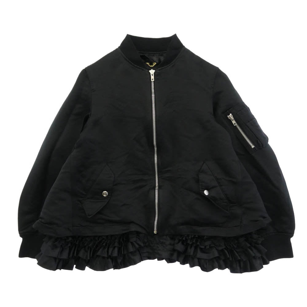 COMME des GARCONS コムデギャルソン 26SS RQ-J014 コムコム 裾フリル MA-1 ブルゾン ジャケット ブラック系 S【中古】