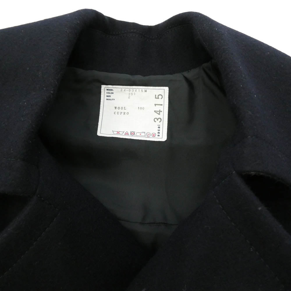 Sacai サカイ 24AW 24-03415M Wool Melton Jacket ウール メルトン ジャケット ネイビー系 2【中古】