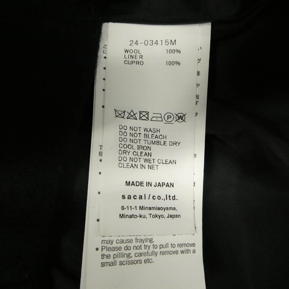 Sacai サカイ 24AW 24-03415M Wool Melton Jacket ウール メルトン ジャケット ネイビー系 2【中古】