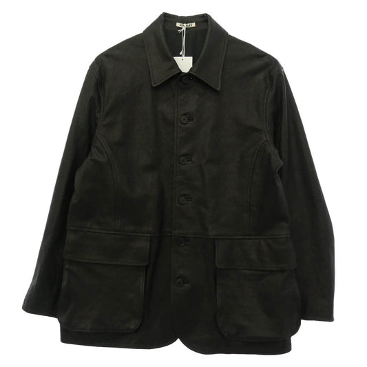 AURALEE オーラリー 26SS A26SB01BL TEXTURED LAMB LEATHER BLOUSON レザー ブルゾン ジャケット ブラウン系 4【極上美品】【中古】